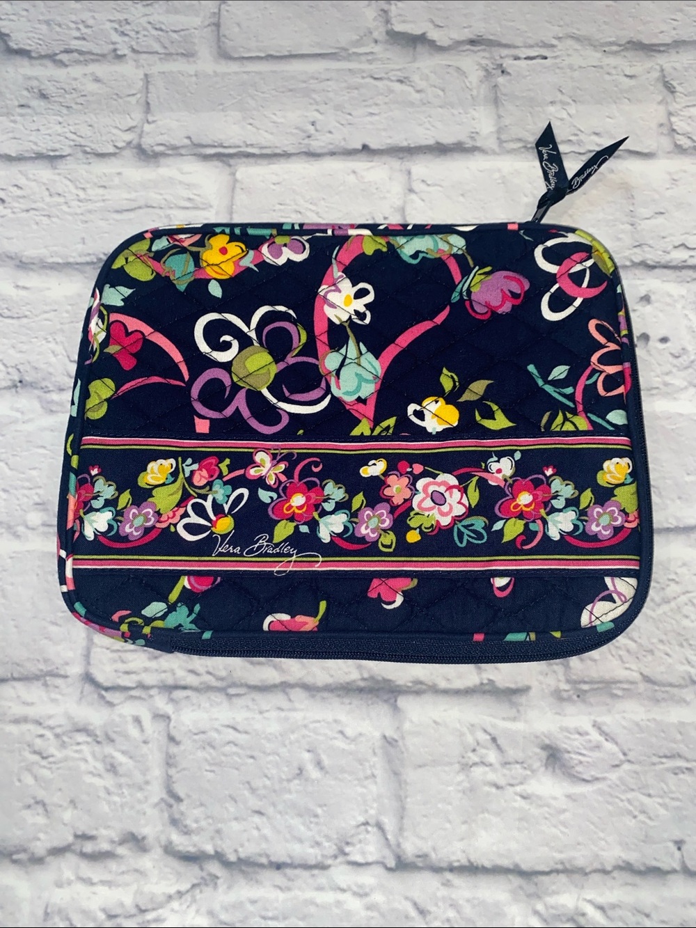 Vera Bradley Navy Ribbons & Floral Quilted Tablet Case